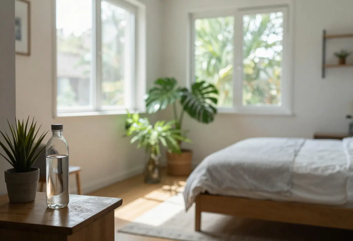 home with clean are sunlight and green plants