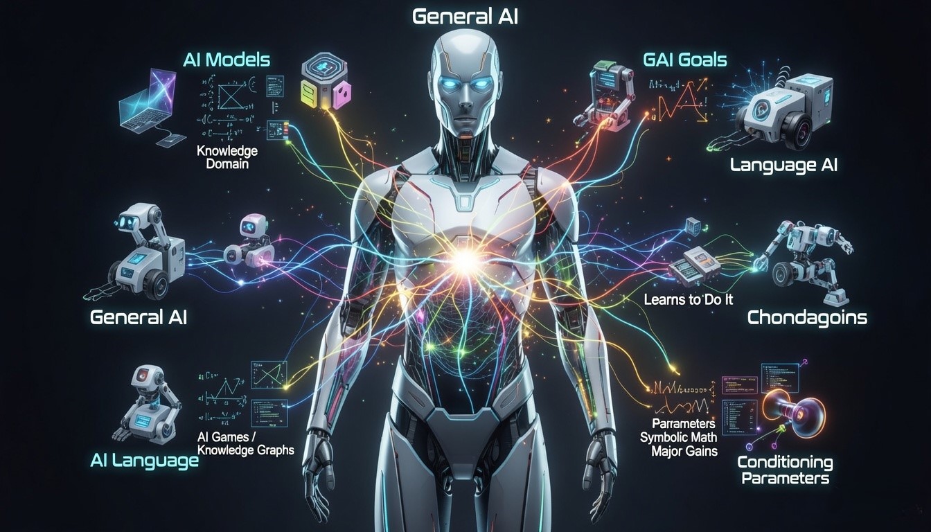 showing the evolution of artificial intelligence from Narrow AI (ANI), which performs specific tasks, to Artificial General Intelligence (AGI), capable of human-level reasoning across domains, and finally to Artificial Superintelligence (ASI), which surpasses human intelligence in all areas.