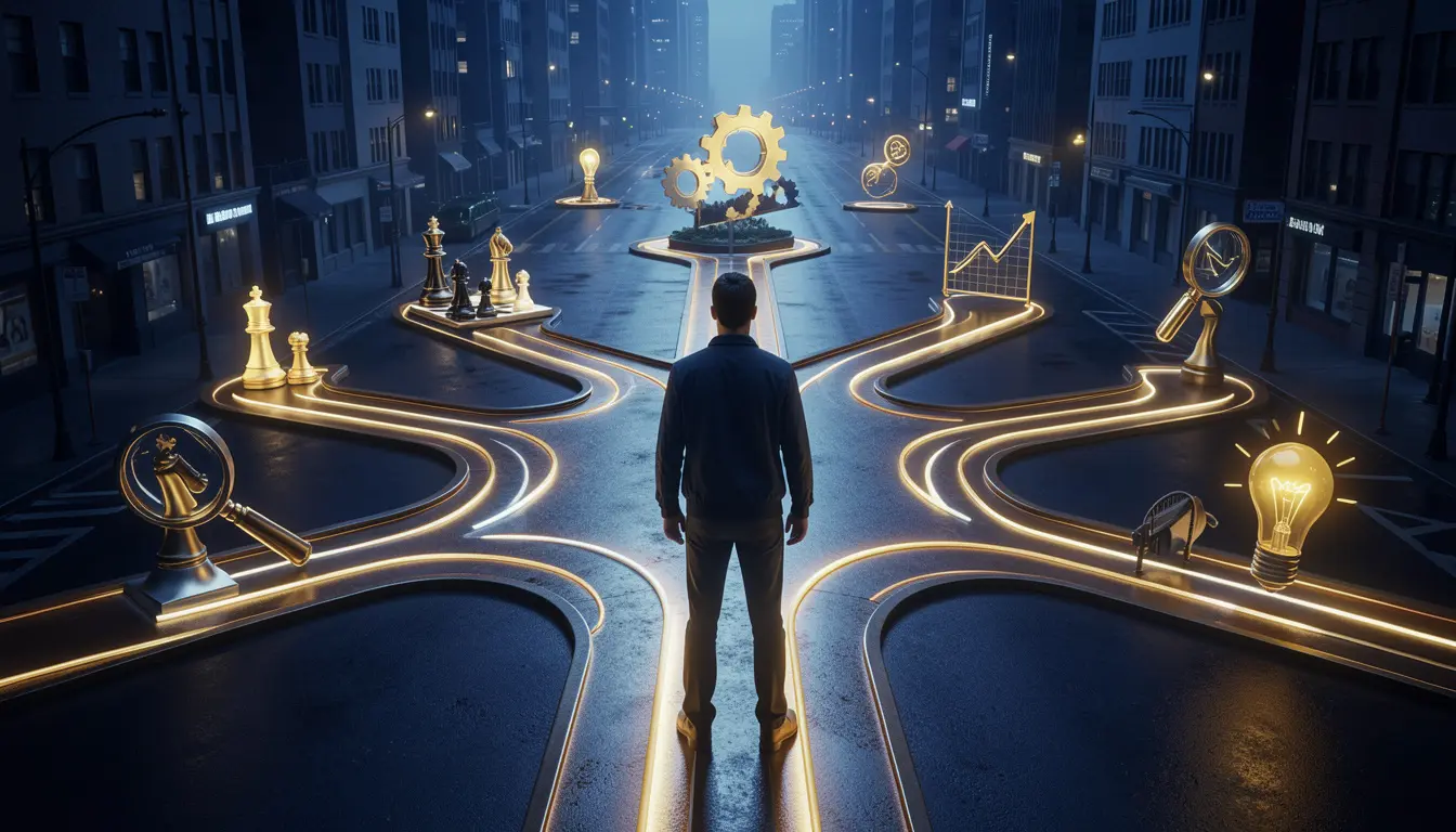 Interconnected mental models and thinking frameworks visualized as a knowledge network for better decision-making and problem-solving.